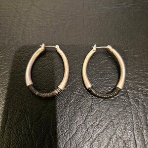 Silver-Tone Wrapped Oval Hoop Earrings